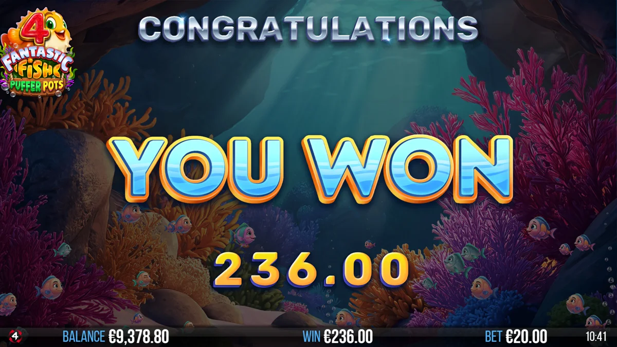 4 Fantastic Fish Puffer Free Spins Win