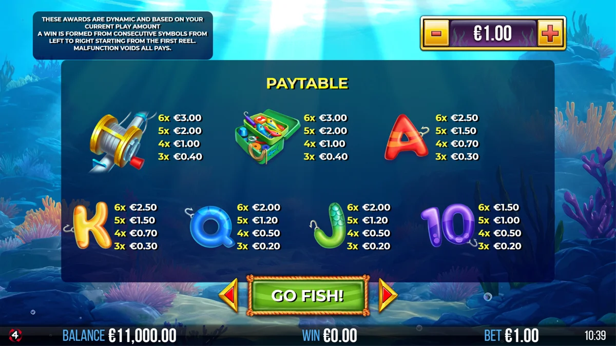 4 Fantastic Fish Puffer Paytable