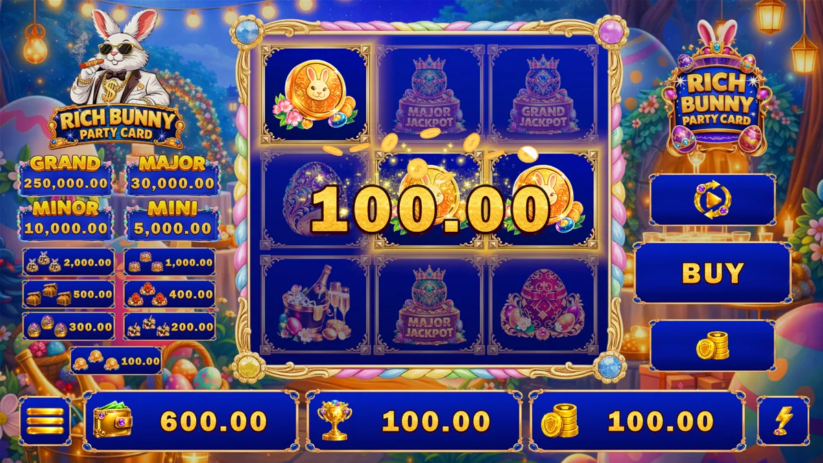 Rich Bunny Party Card Win